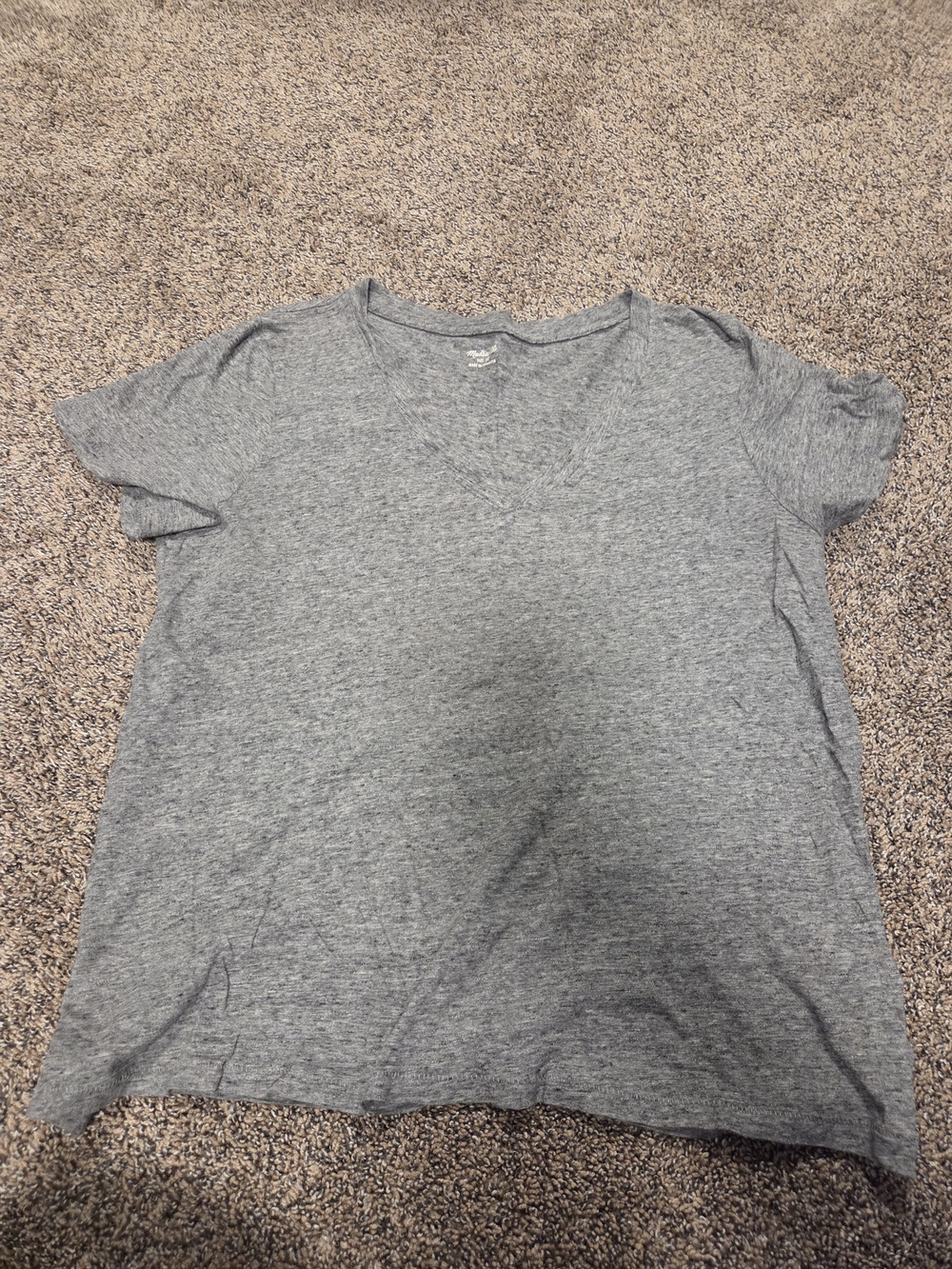 Madewell Sz MED Heather Gray Short Sleeve V-Neck Tee